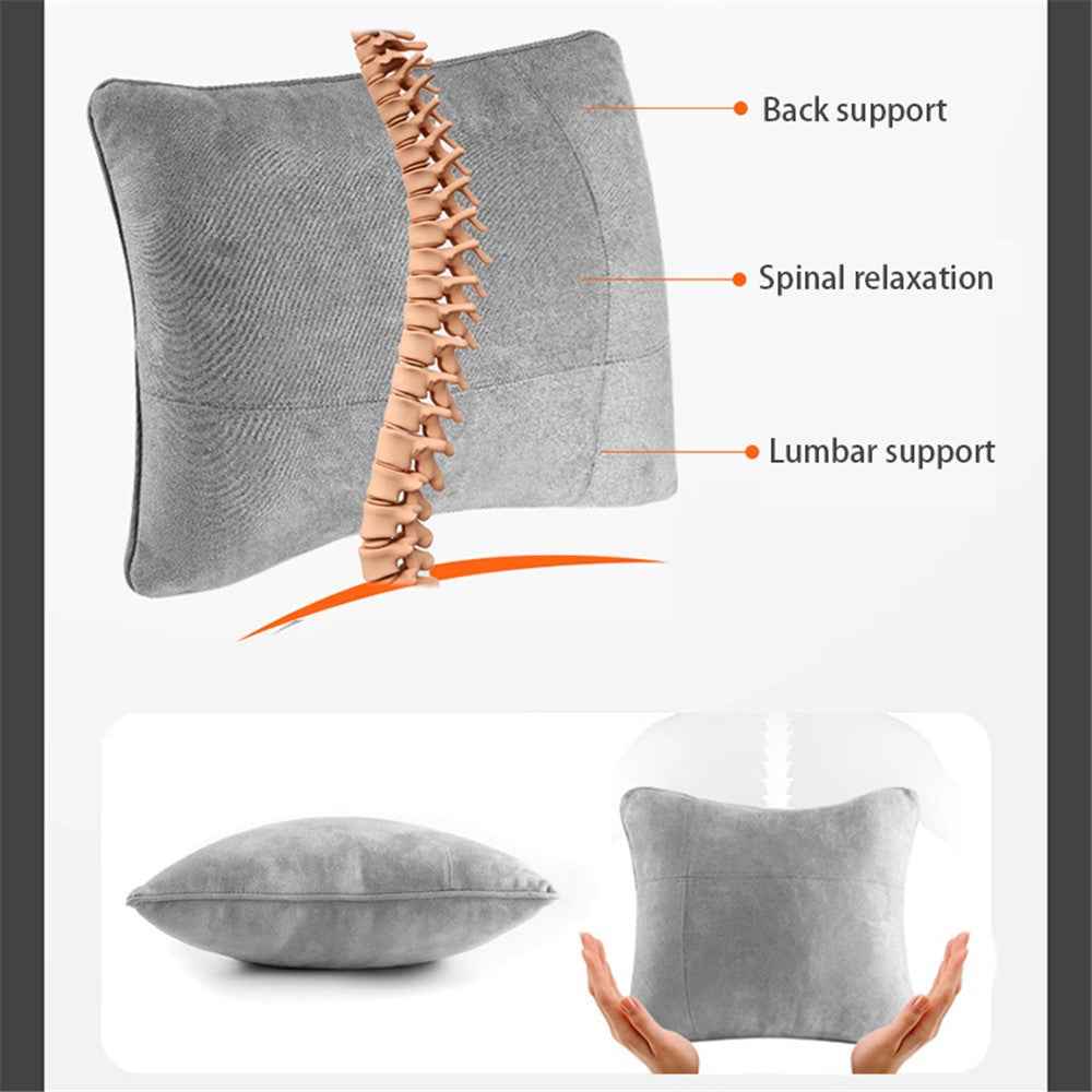 1152 Car Seat Waist Support Pillow Suede+Memory Foam Fatigue Relieve Lumbar Cushion - Grey