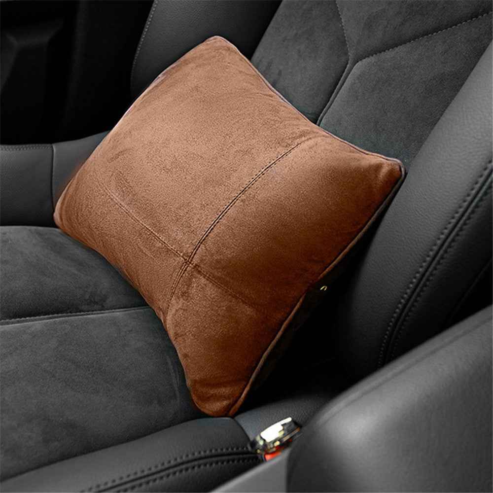 1152 Car Seat Waist Support Pillow Suede+Memory Foam Fatigue Relieve Lumbar Cushion - Grey