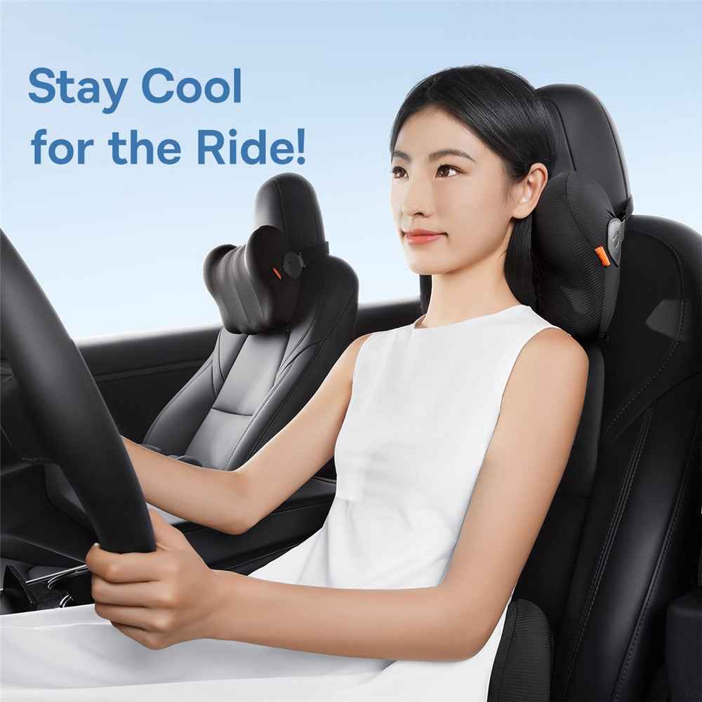 BASEUS ComfortRide Series Car Cooling Neck Support Pillow Gel+Space Memory Foam Headrest Cushion - Black