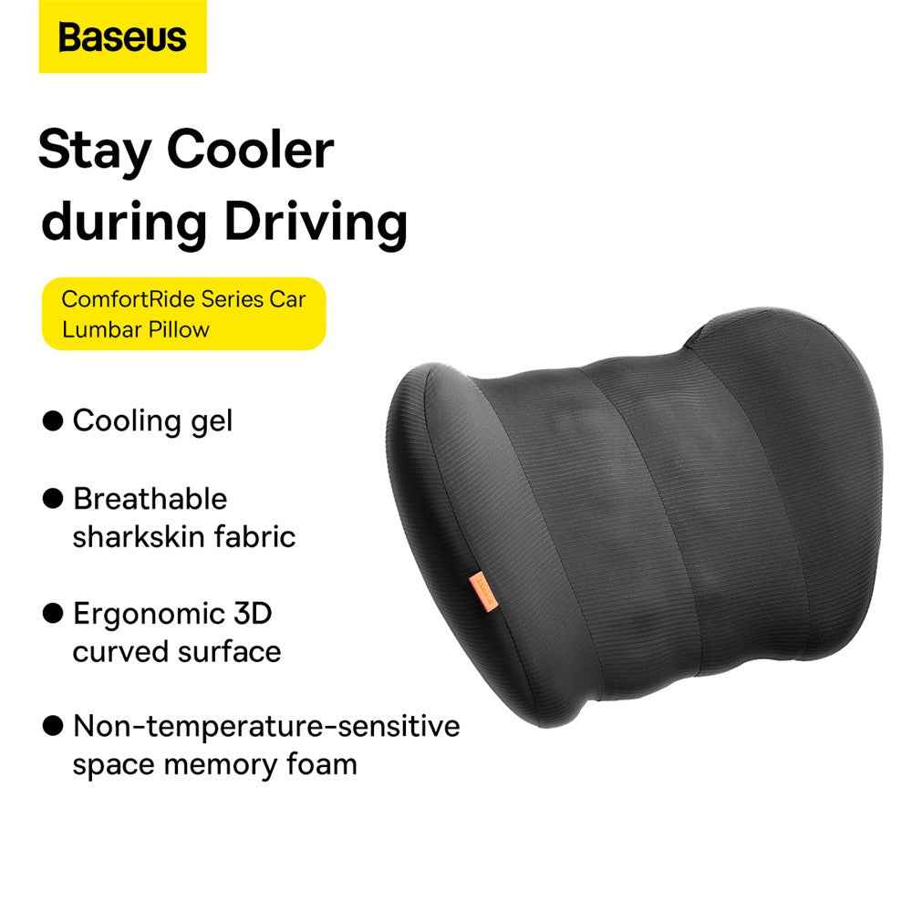 BASEUS ComfortRide Series Car Cooling Lumbar Support Cushion Gel+Space Memory Foam Waist Cushion - Black