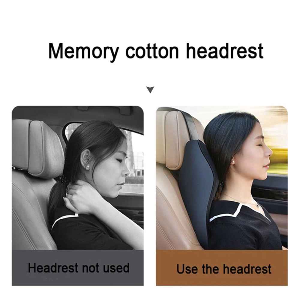 TS000512 For Model 3 / Y / S / X Memory Foam Lumbar Support Cushion Car Headrest Neck Pillow - Black