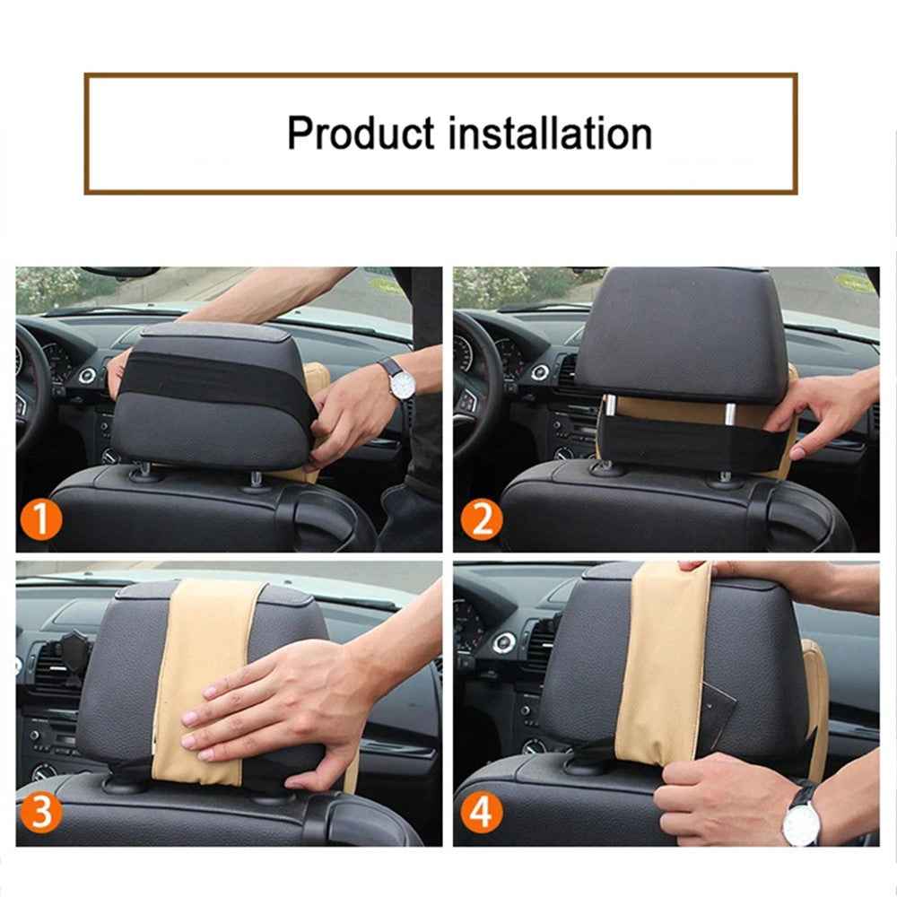 TS000512 For Model 3 / Y / S / X Memory Foam Lumbar Support Cushion Car Headrest Neck Pillow - Beige
