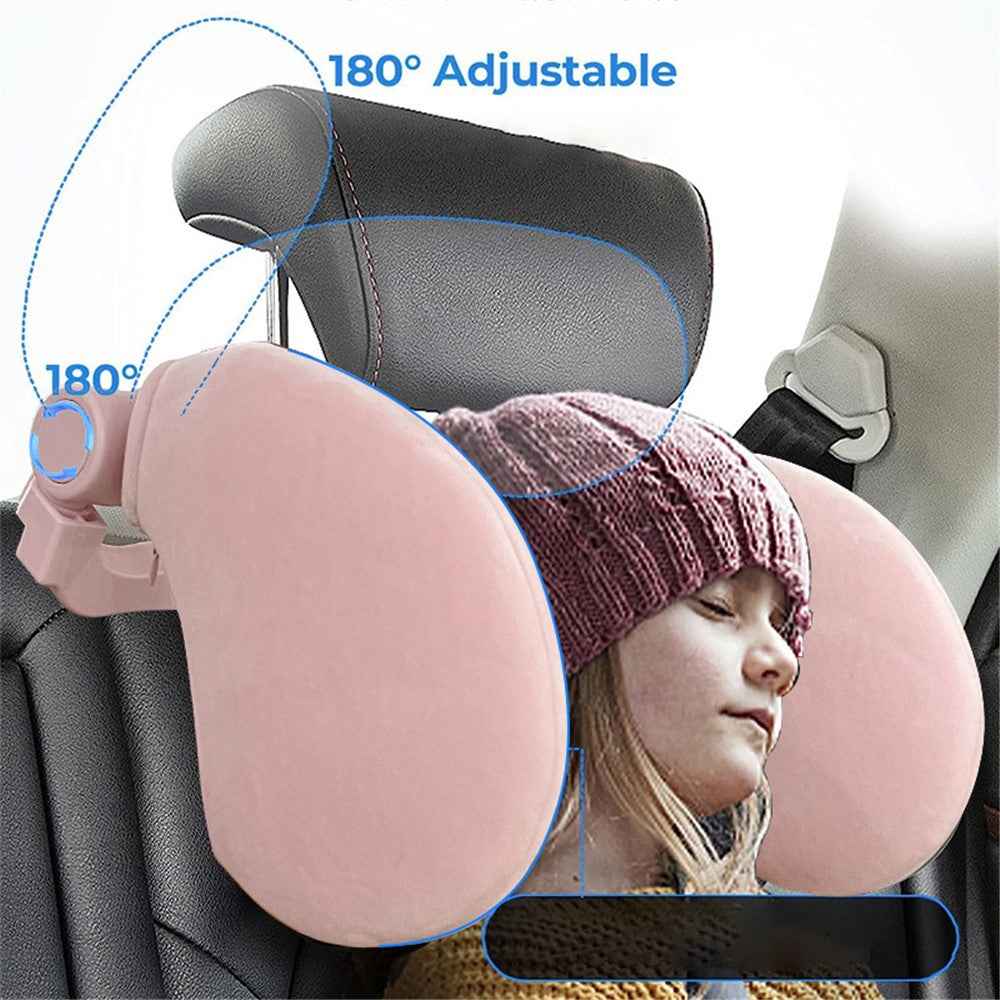 CARFU AC-410 Plush Headrest Pillow Cushion Adjustable Car Seat Sleep Side Support - Beige