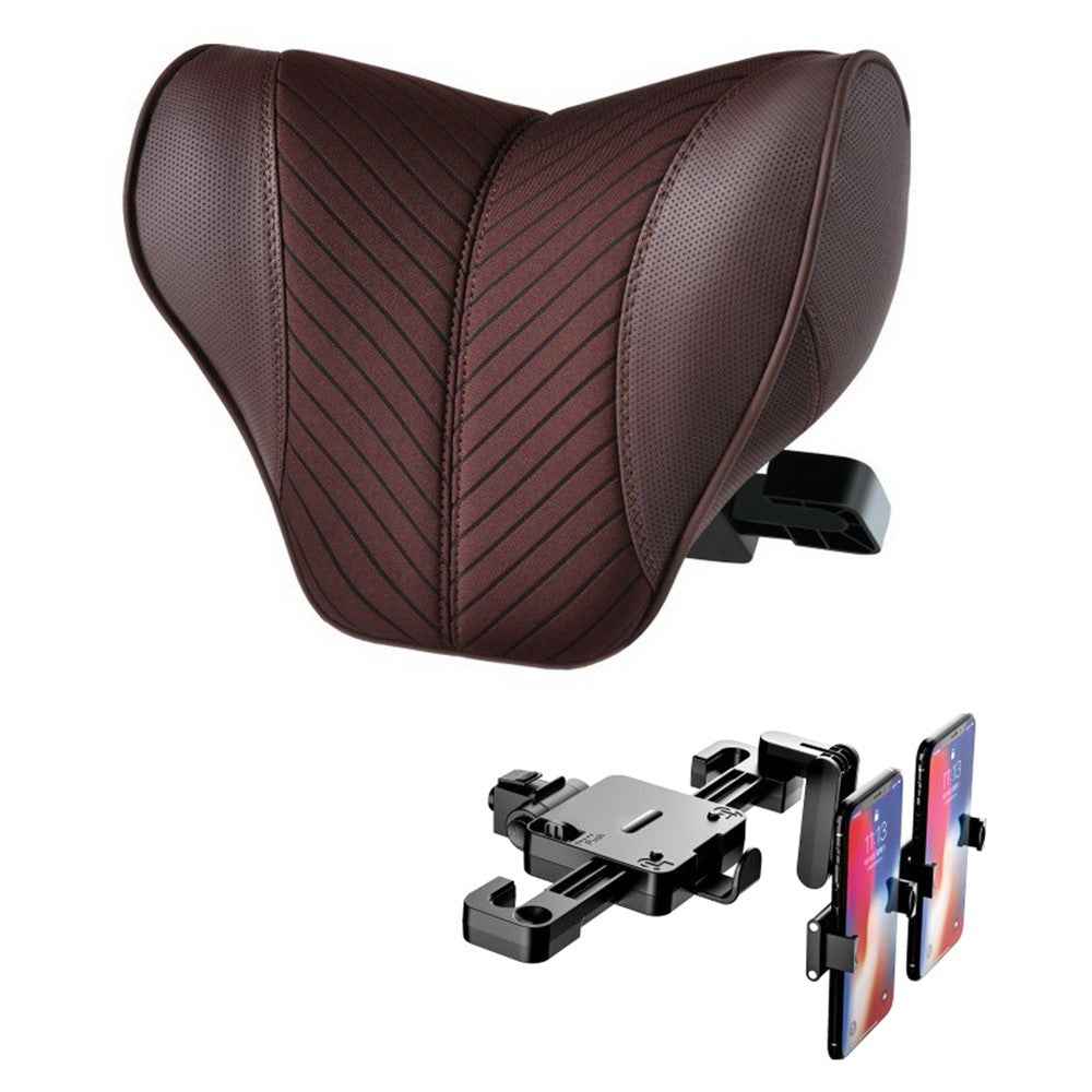ZJ002 9D Automobile Seat Headrest Universal Adjustable Mechanical Headrest with Bracket - Coffee