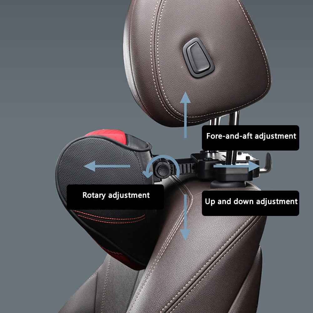 ZJ002 9D Automobile Seat Headrest Universal Adjustable Mechanical Headrest with Bracket - Coffee
