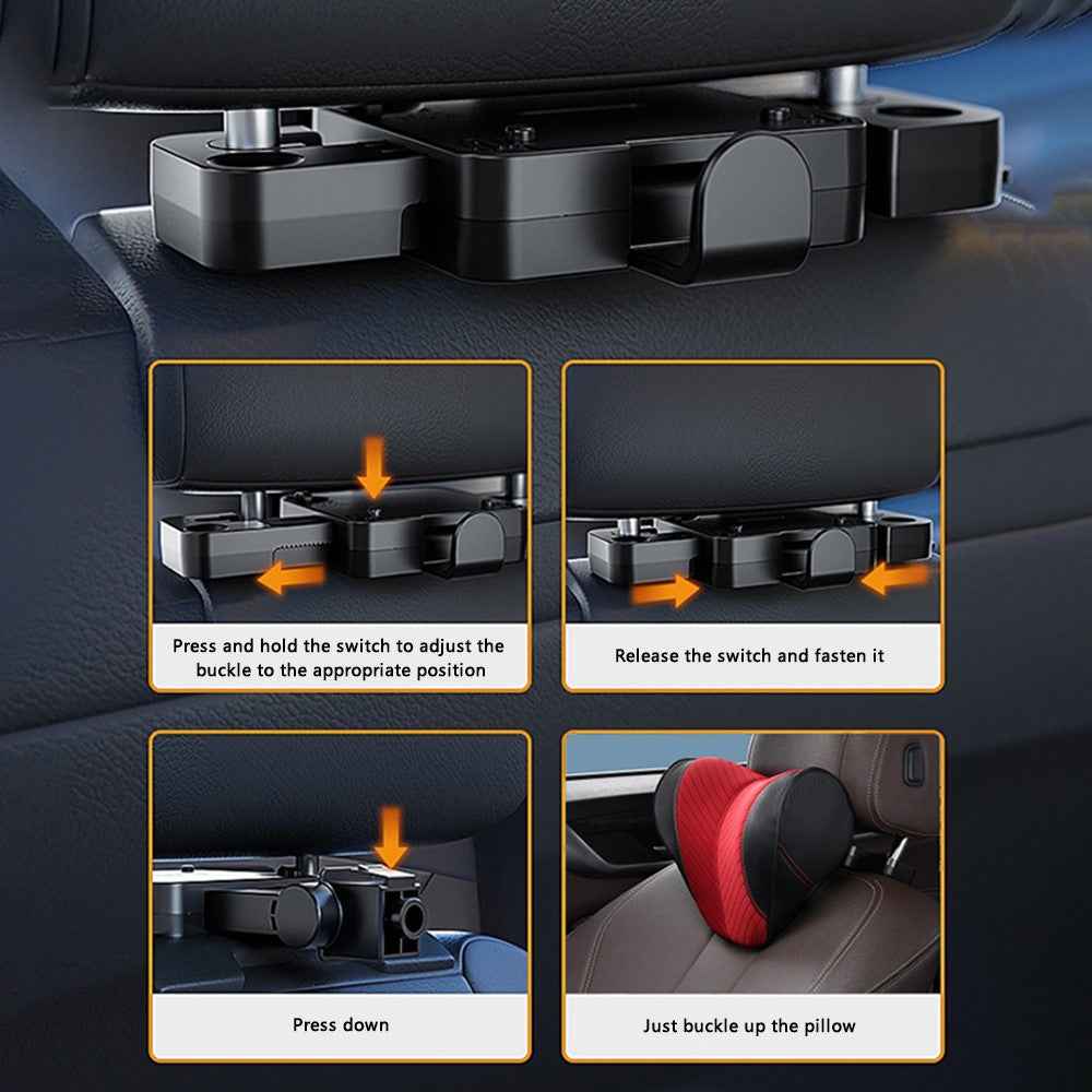 ZJ002 9D Automobile Seat Headrest Universal Adjustable Mechanical Headrest with Bracket - Coffee