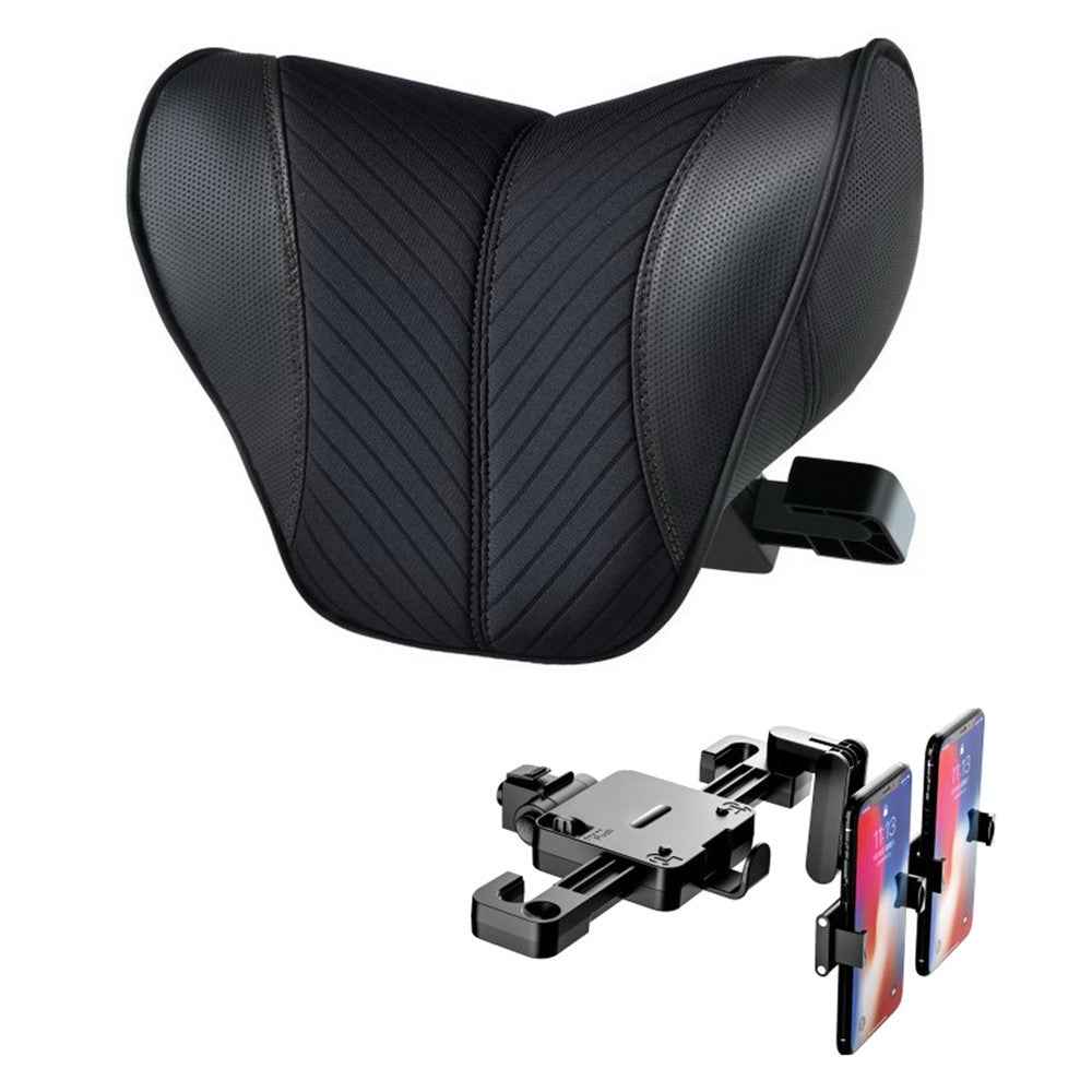 ZJ002 9D Automobile Seat Headrest Universal Adjustable Mechanical Headrest with Bracket - Black