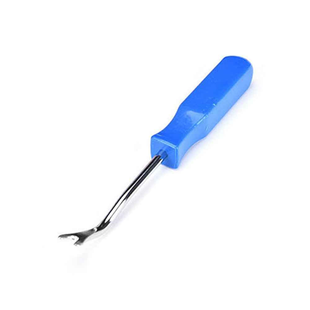 205mm Length Car Door Trim Clip Remover Plastic Fastener Puller Removing Pry Tool with with Rubber Handle - Blue