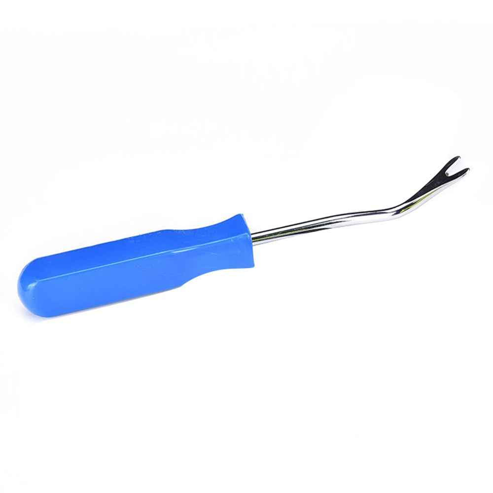 205mm Length Car Door Trim Clip Remover Plastic Fastener Puller Removing Pry Tool with with Rubber Handle - Blue
