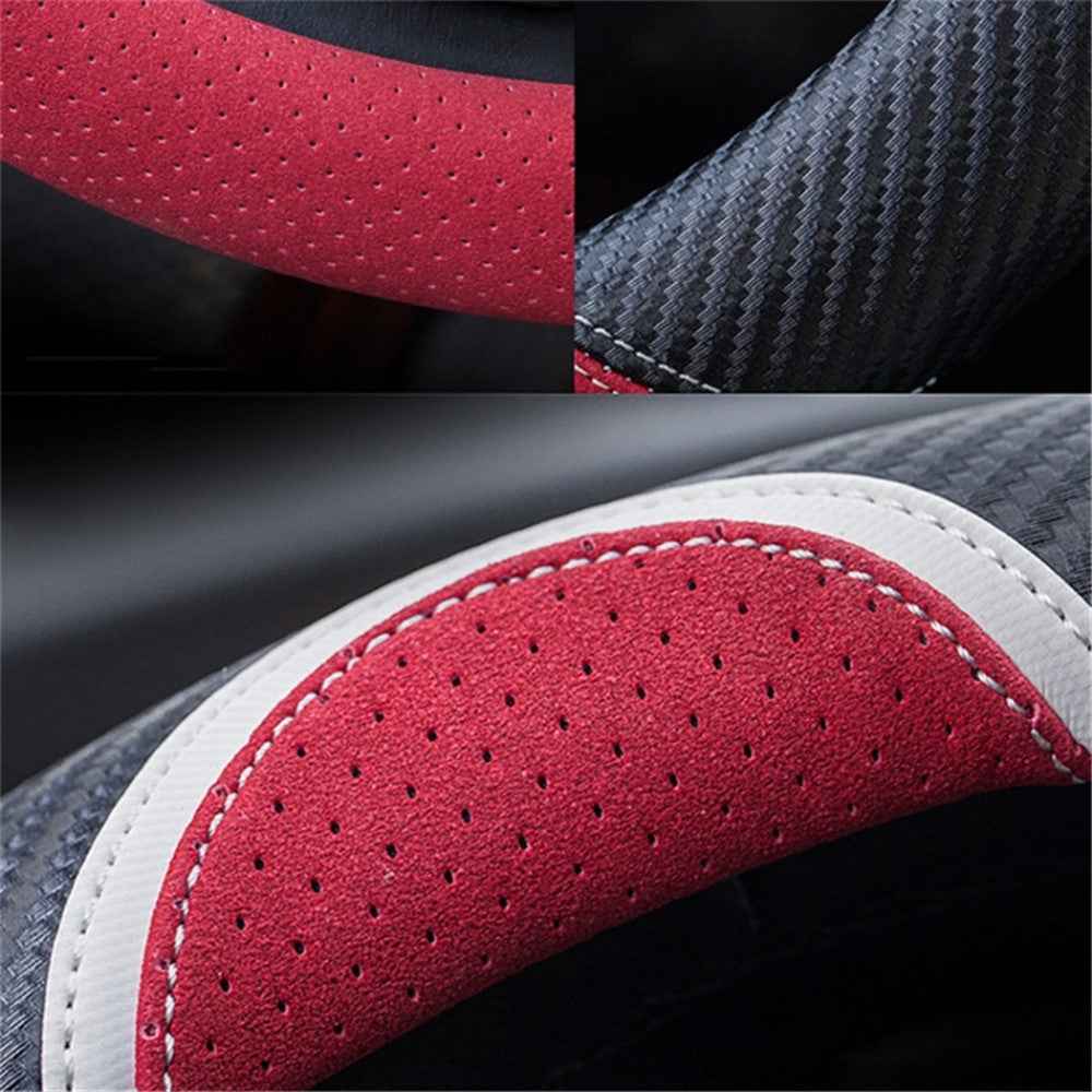 38cm Round Cute Rabbit Women Car Steering Wheel Cover Artificial Leather Anti-skid Steering Wheel Sleeve - Black