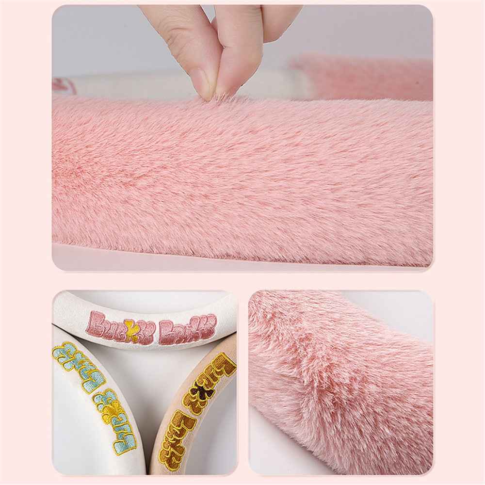 38cm Plush Steering Wheel Cover Cute Cat Non-Slip Car Steering Wheel Protector for Winter Warm - Pink