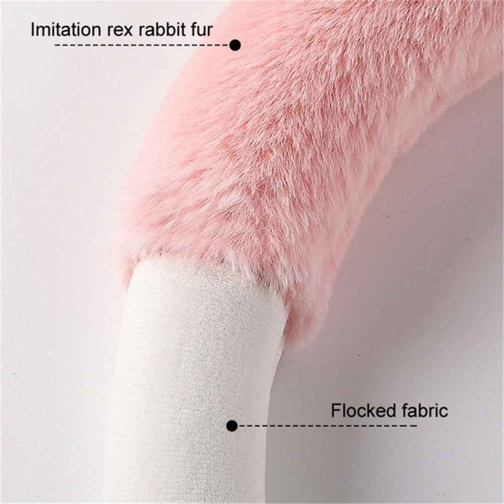 38cm Plush Steering Wheel Cover Cute Cat Non-Slip Car Steering Wheel Protector for Winter Warm - Black Grey