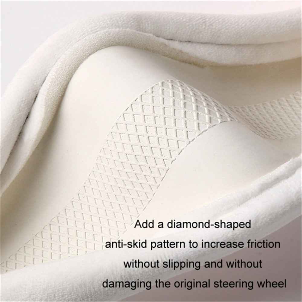 38cm Plush Steering Wheel Cover Cute Cat Non-Slip Car Steering Wheel Protector for Winter Warm - Black Grey