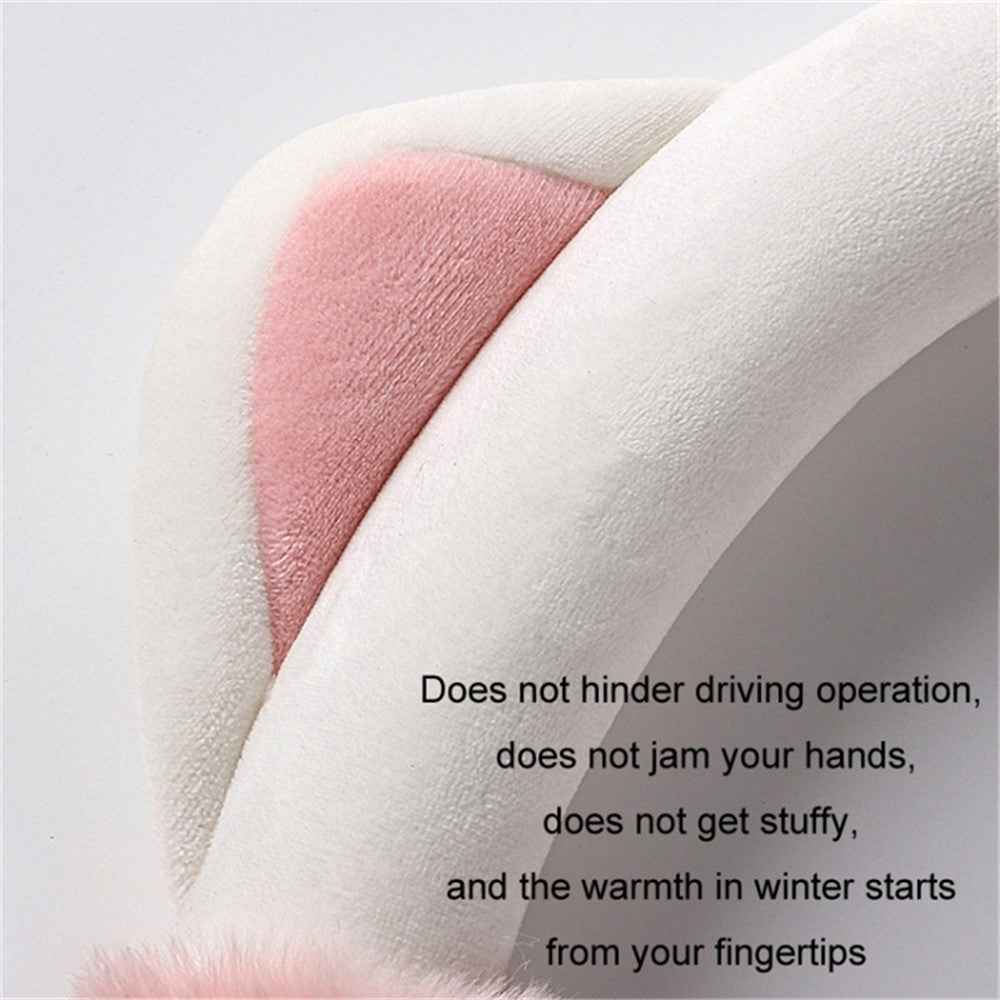 38cm Plush Steering Wheel Cover Cute Cat Non-Slip Car Steering Wheel Protector for Winter Warm - Ginkgo Yellow