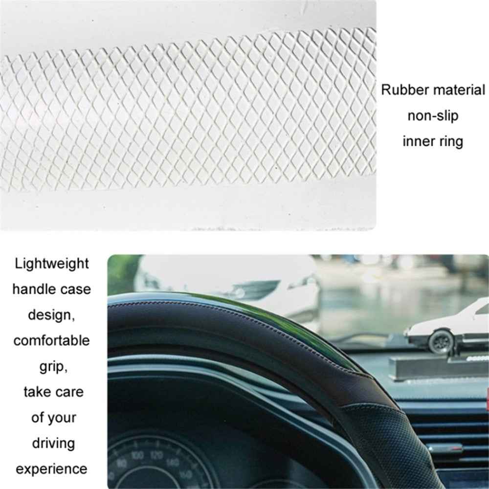 38CM O-Shaped Car Steering Wheel Cover Splicing Color Microfiber Leather Sleeve Protector - Blue