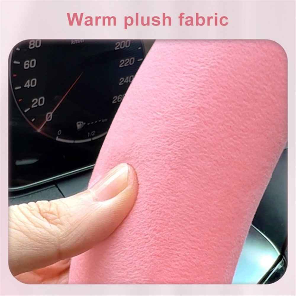 38cm Round Car Steering Wheel Cover Cartoon Bear Design Short Plush Warm Steering Wheel Sleeve - Green