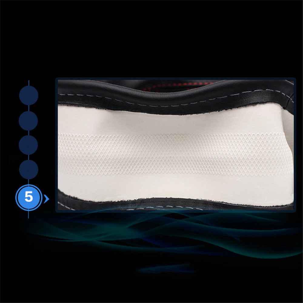 38cm Stylish Car Steering Wheel Cover Cowhide Leather Anti-skid Steering Wheel Sleeve - Black+Coffee