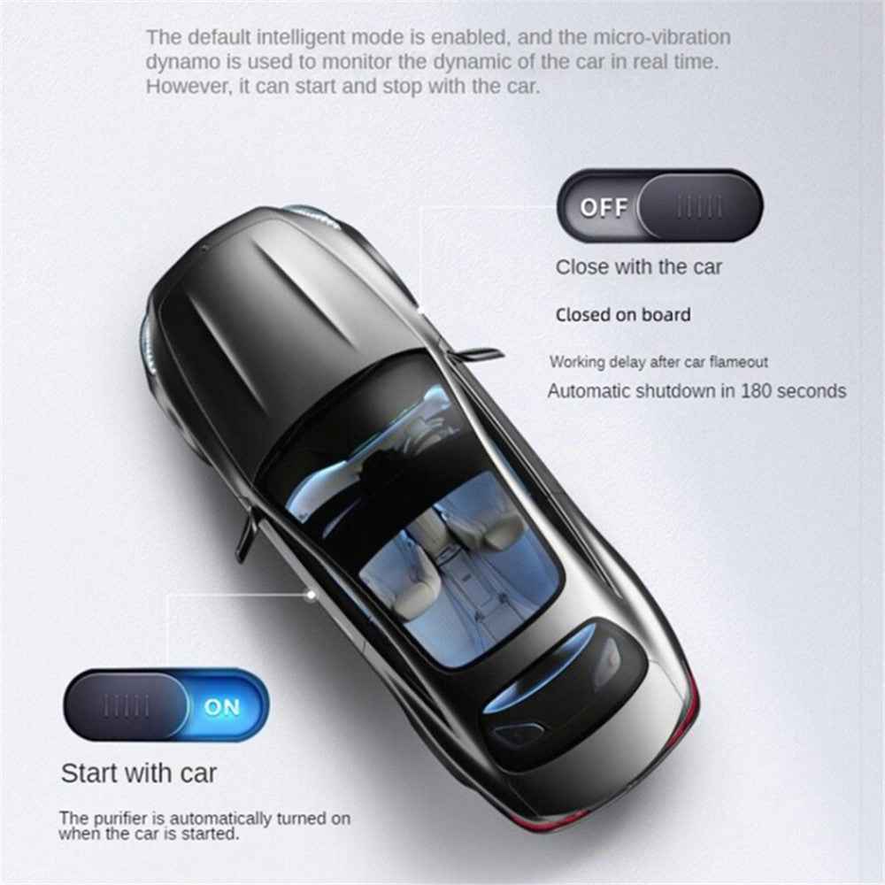 Negative Ion Car Air Purifier Smoke Smell Remover Odor Eliminator with 2 Aroma Diffuser Sticks - Black