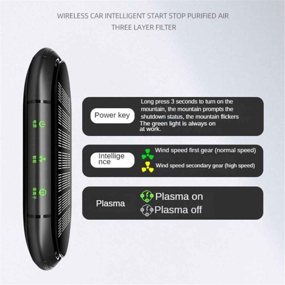 Negative Ion Car Air Purifier Smoke Smell Remover Odor Eliminator with 2 Aroma Diffuser Sticks - Blue
