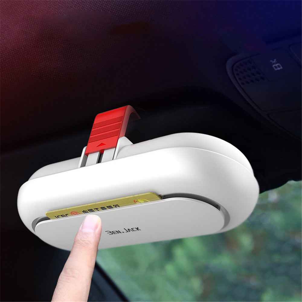 BEN.JACK Glasses Holders for Cars, Sunglasses Holder Clip for Sun Visor, Ticket Card Clip Eyeglasses Mount - White