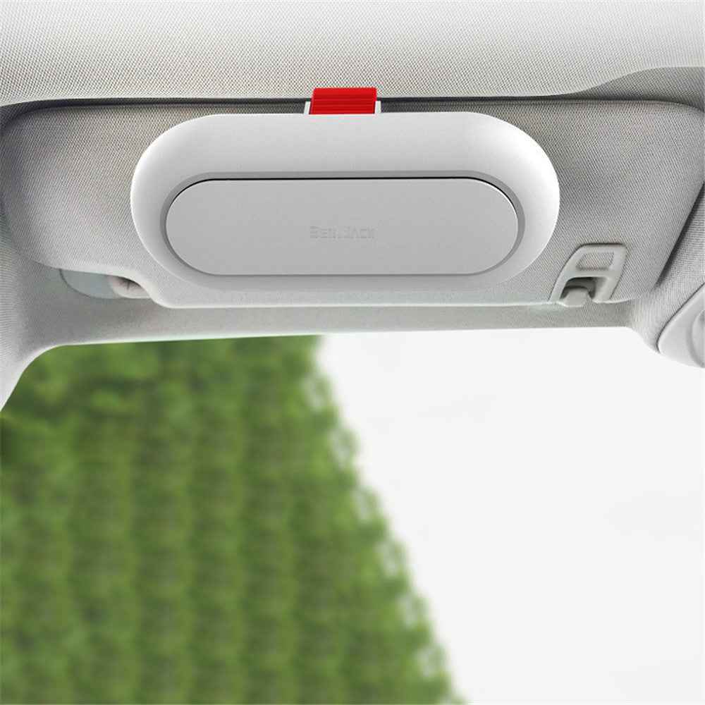 BEN.JACK Glasses Holders for Cars, Sunglasses Holder Clip for Sun Visor, Ticket Card Clip Eyeglasses Mount - White
