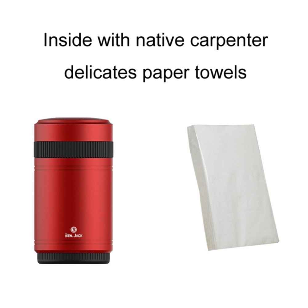 BEN.JACK Mini Car Ashtray Portable Cigarette Ash Holder Aluminum Alloy Tissue Paper Organizer Box - Red