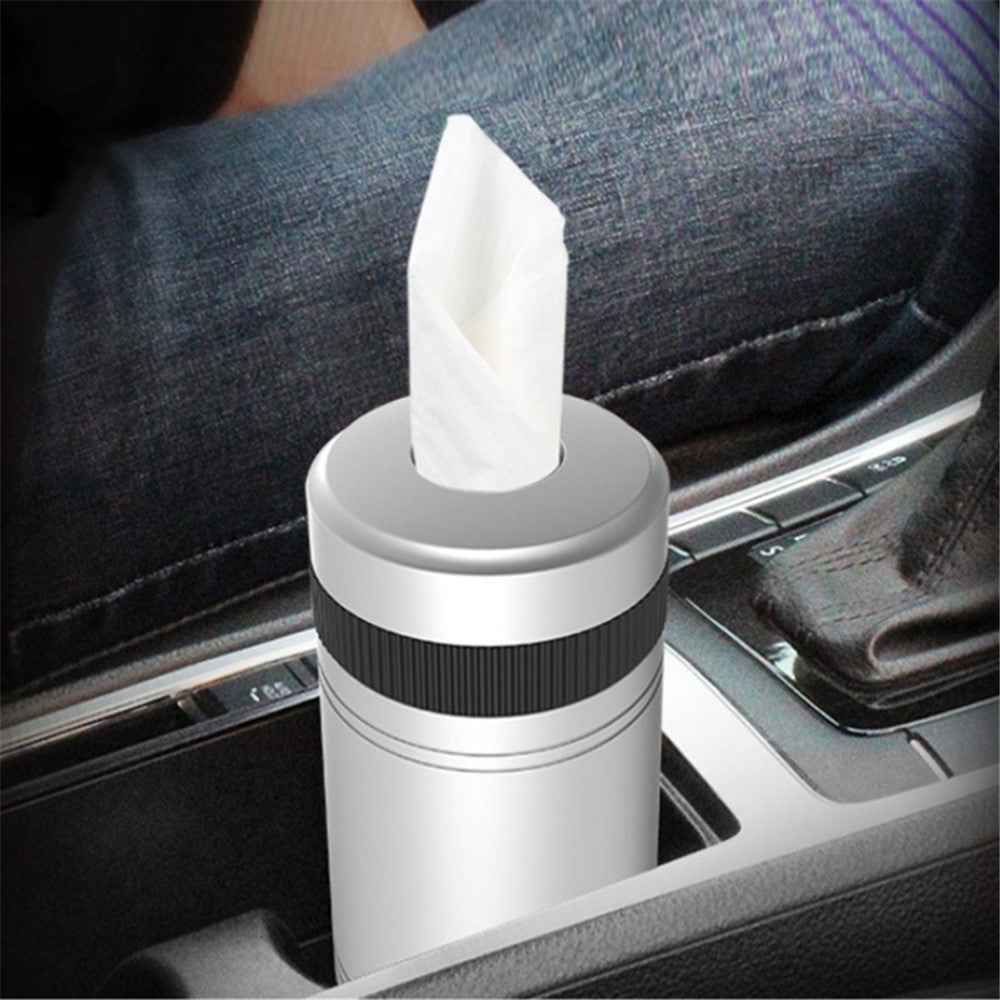 BEN.JACK Mini Car Ashtray Portable Cigarette Ash Holder Aluminum Alloy Tissue Paper Organizer Box - Red