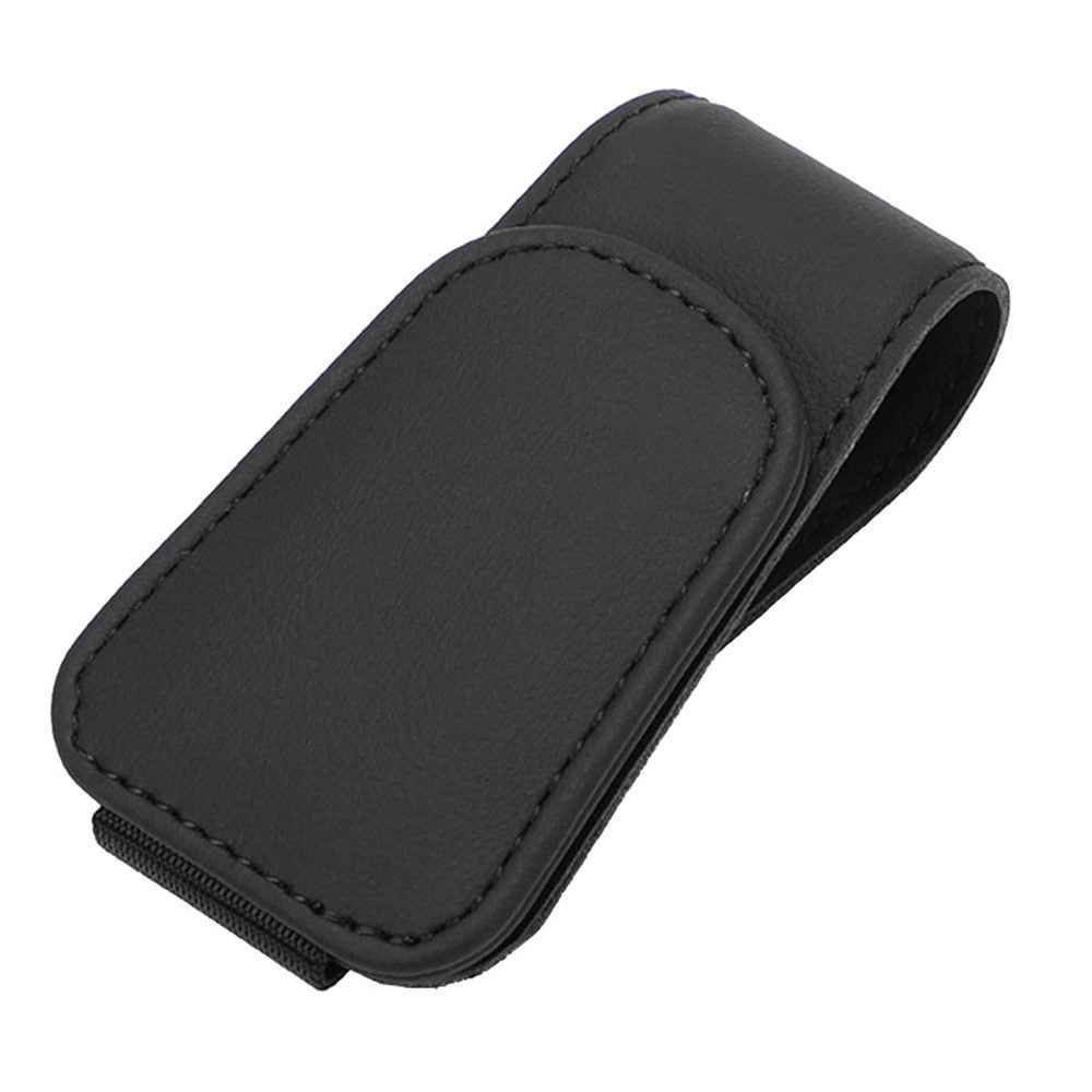 Car Sun Visor Sunglasses Holder Magnetic Microfiber Leather Glasses Eyeglass Hanger for Ticket, Card, Bill - Black