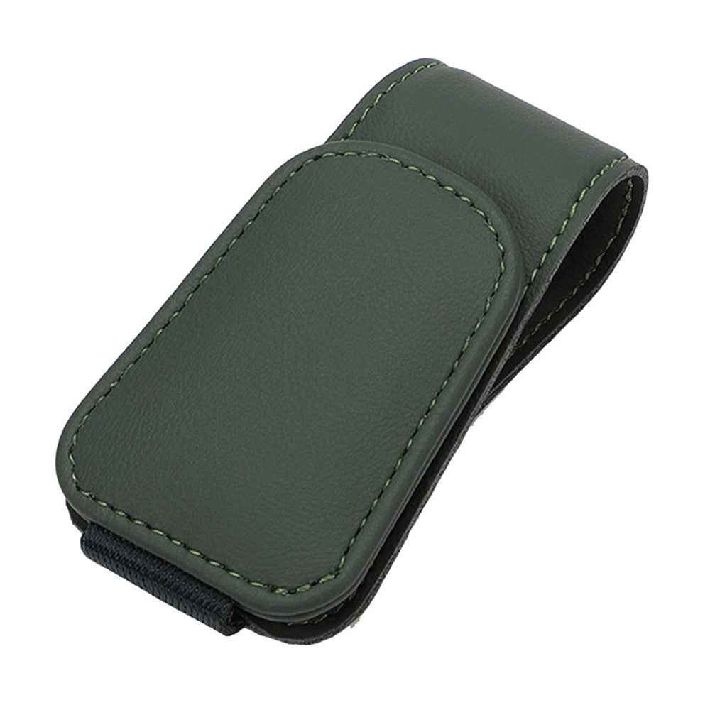 Car Sun Visor Sunglasses Holder Magnetic Microfiber Leather Glasses Eyeglass Hanger for Ticket, Card, Bill - Blackish Green