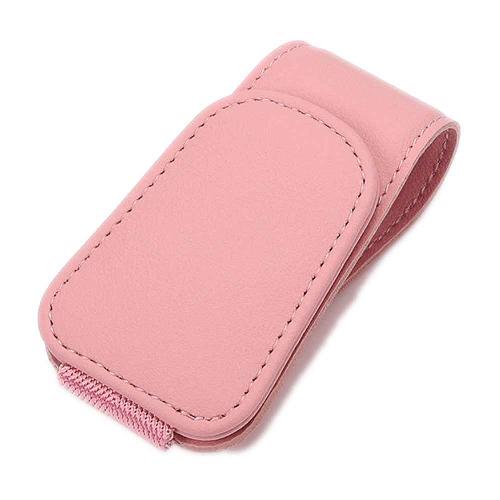 Car Sun Visor Sunglasses Holder Magnetic Microfiber Leather Glasses Eyeglass Hanger for Ticket, Card, Bill - Pink