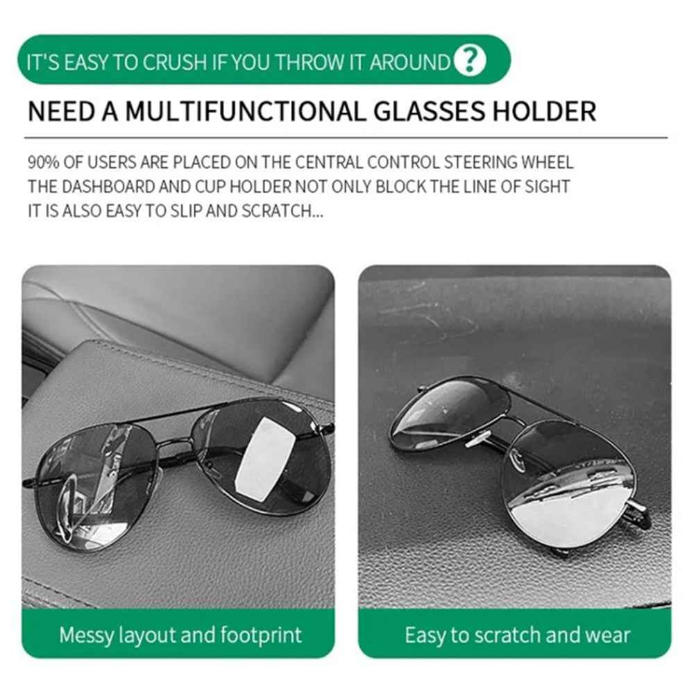 Car Sun Visor Sunglasses Holder Magnetic Microfiber Leather Glasses Eyeglass Hanger for Ticket, Card, Bill - Wine Red
