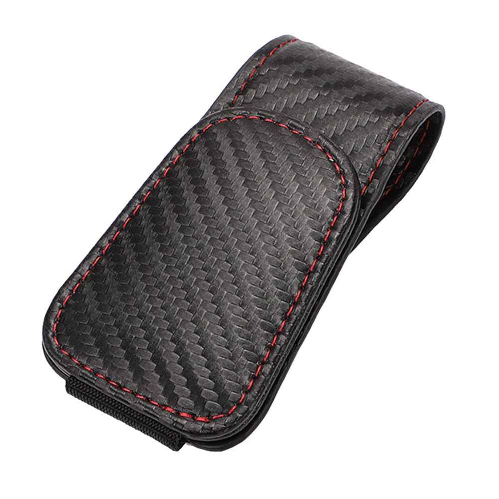 Car Sun Visor Sunglasses Holder Magnetic Microfiber Leather Glasses Eyeglass Hanger for Ticket, Card, Bill - Carbon Fiber