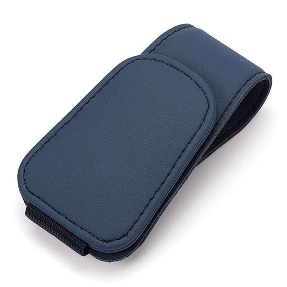 Car Sun Visor Sunglasses Holder Magnetic Microfiber Leather Glasses Eyeglass Hanger for Ticket, Card, Bill - Sapphire