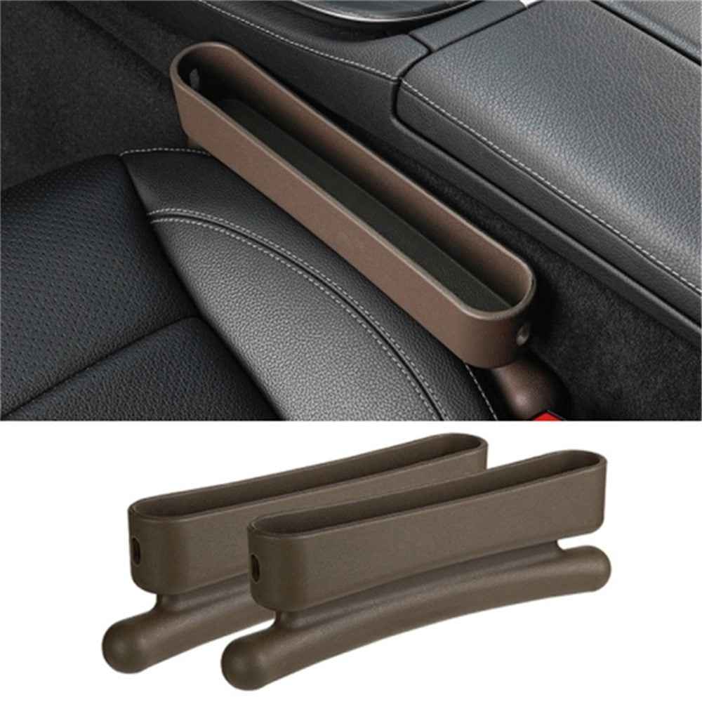 2Pcs ABS Car Seat Gap Filler Storage Box Multifunctional Phone Wallet Coins Holder Organizer - Brown
