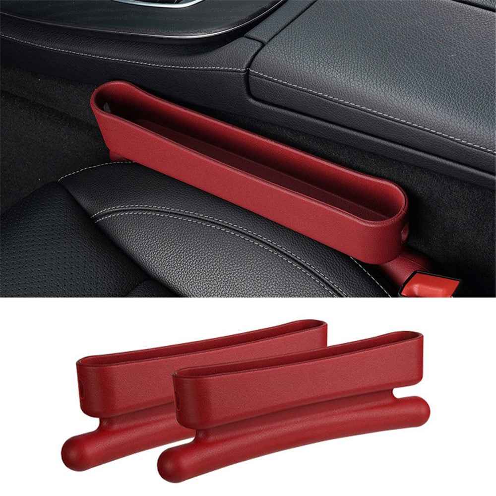 2Pcs ABS Car Seat Gap Filler Storage Box Multifunctional Phone Wallet Coins Holder Organizer - Red