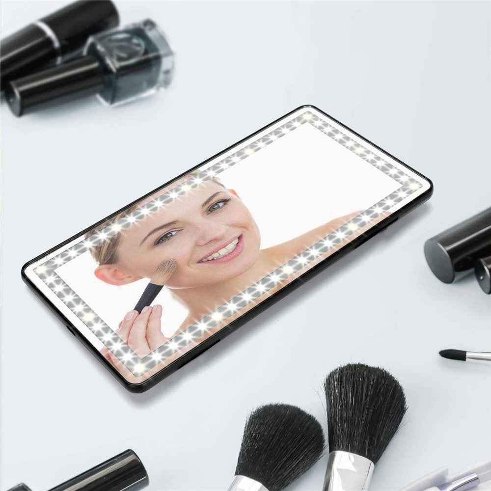 Car Sun Visor Mirror USB Rechargeable Cosmetic Makeup Mirror Touch Screen with 3 Light Modes - White