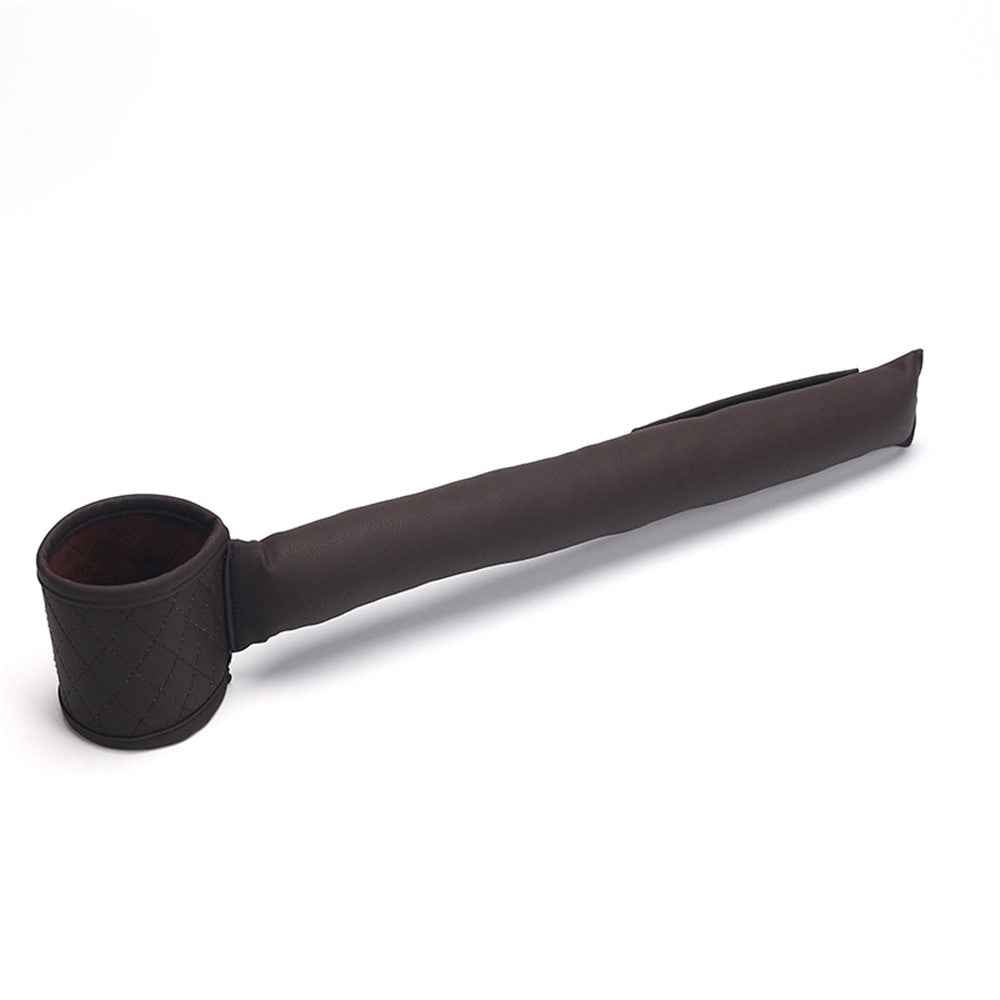 Car Seat Seam Filling Strip PU Leather Seat Gap Filler Strip with Cup Holder - Dark Brown / Passenger Side