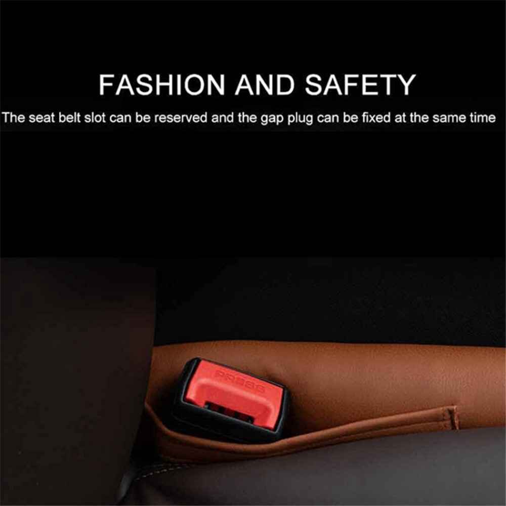 Car Seat Seam Filling Strip PU Leather Seat Gap Filler Strip with Cup Holder - Dark Brown / Passenger Side