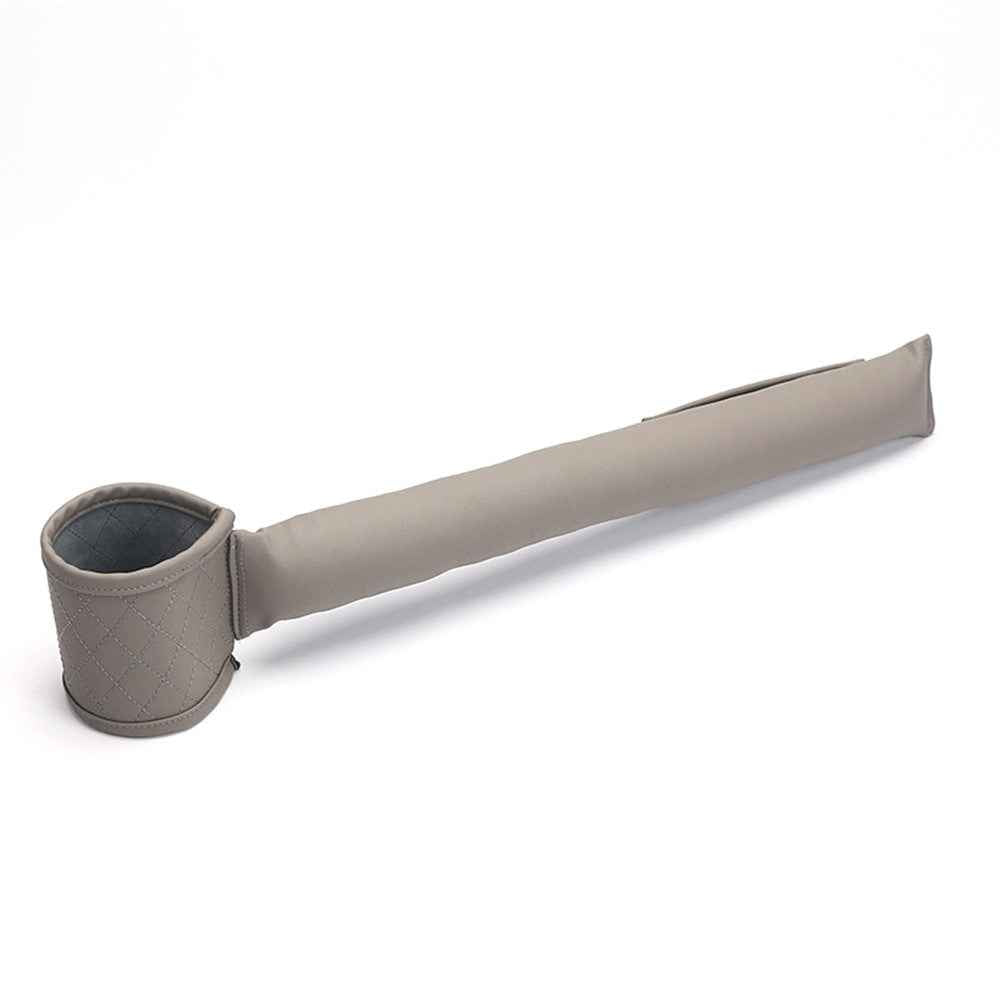 Car Seat Seam Filling Strip PU Leather Seat Gap Filler Strip with Cup Holder - Grey / Passenger Side
