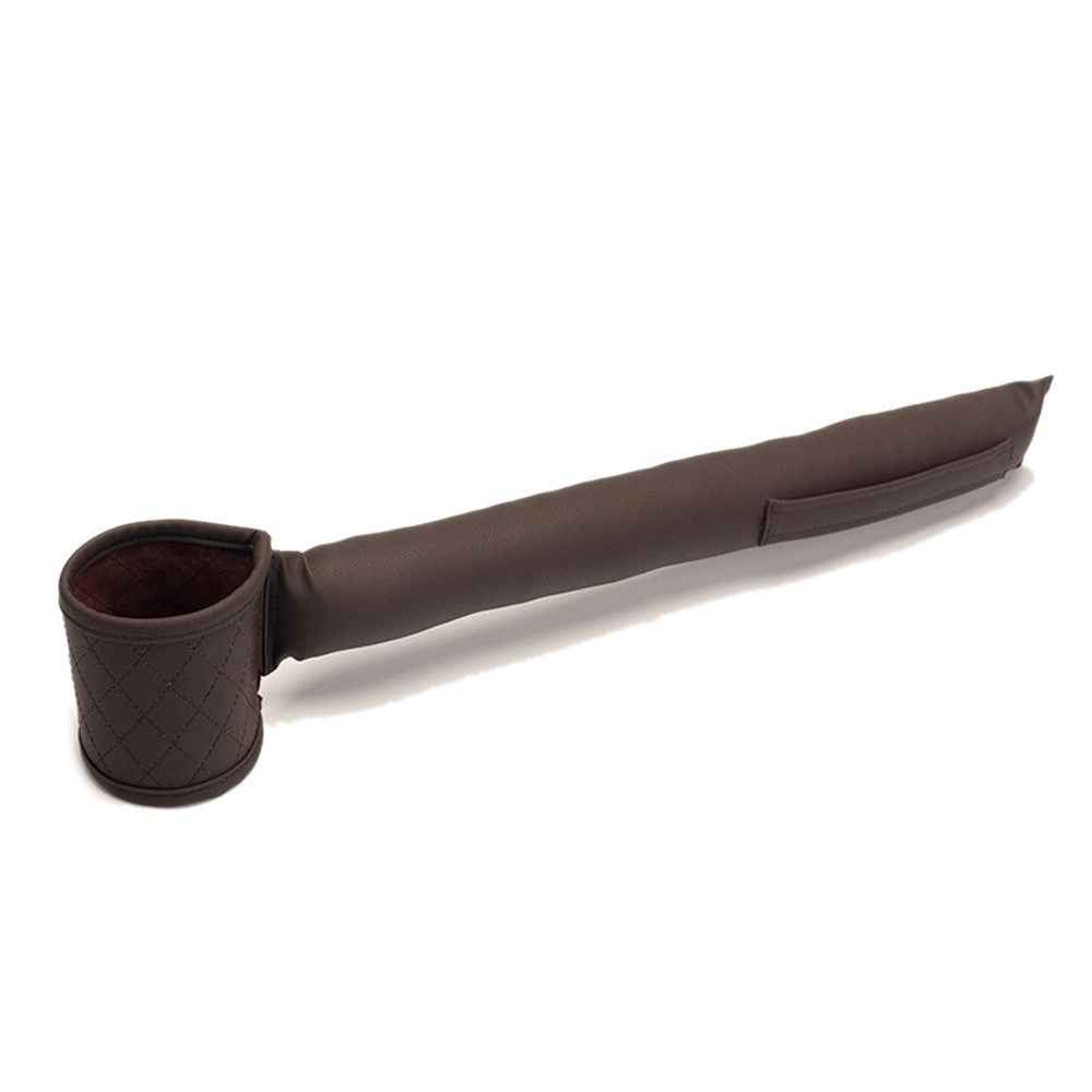 Car Seat Seam Filling Strip PU Leather Seat Gap Filler Strip with Cup Holder - Dark Brown / Driver Side