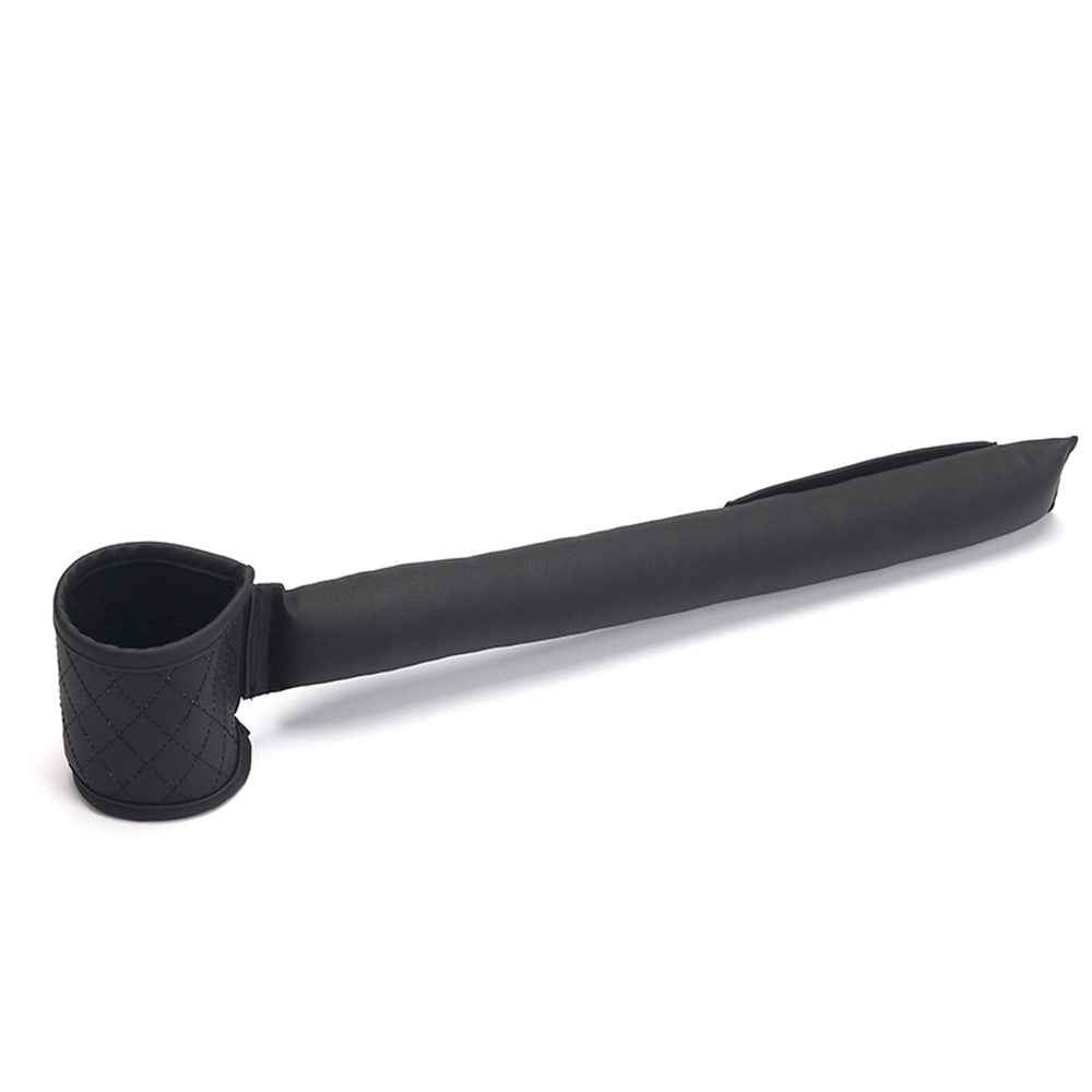 Car Seat Seam Filling Strip PU Leather Seat Gap Filler Strip with Cup Holder - Black / Passenger Side