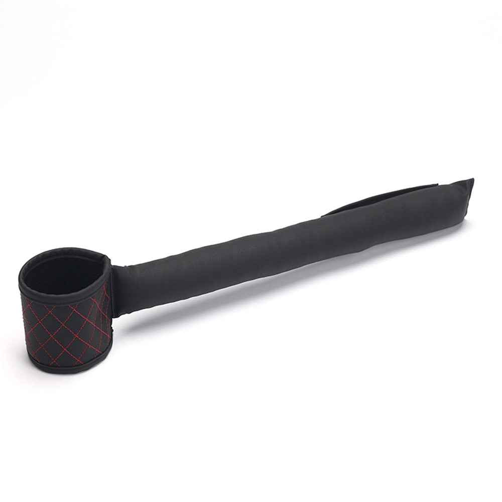 Car Seat Seam Filling Strip PU Leather Seat Gap Filler Strip with Cup Holder - Red+Black / Passenger Side
