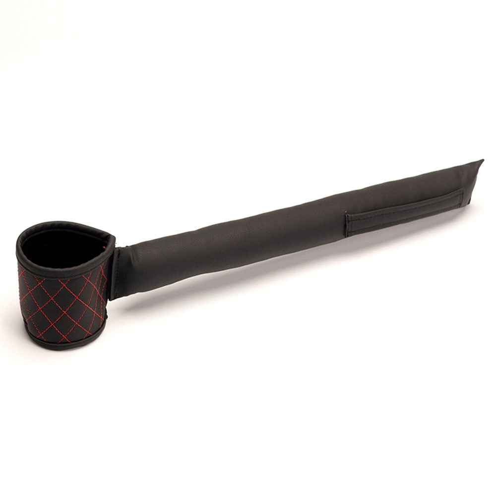 Car Seat Seam Filling Strip PU Leather Seat Gap Filler Strip with Cup Holder - Red+Black / Driver Side