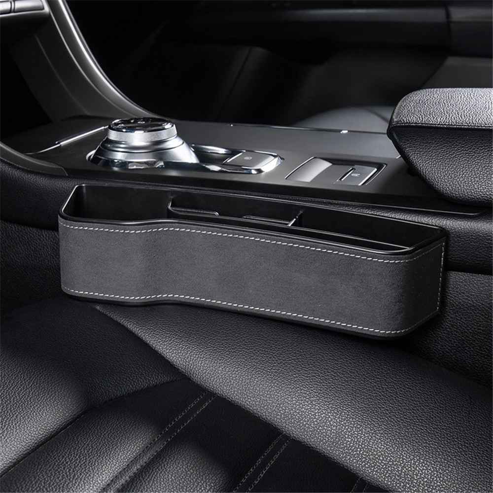 Driver Side Car Front Seat Seam Storage Box Phone Drink Can Holder Seat Gap Organizer - Grey / Suede Material