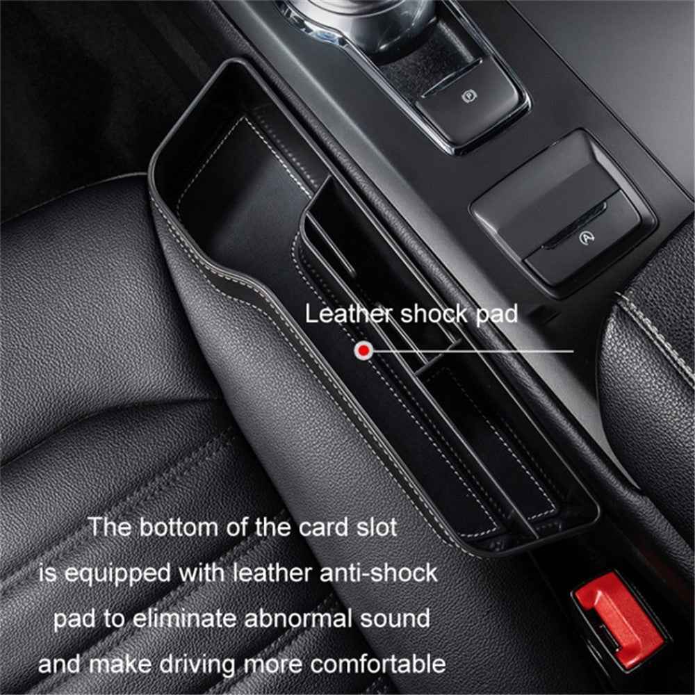 Driver Side Car Front Seat Seam Storage Box Phone Drink Can Holder Seat Gap Organizer - Brown / Leather Material