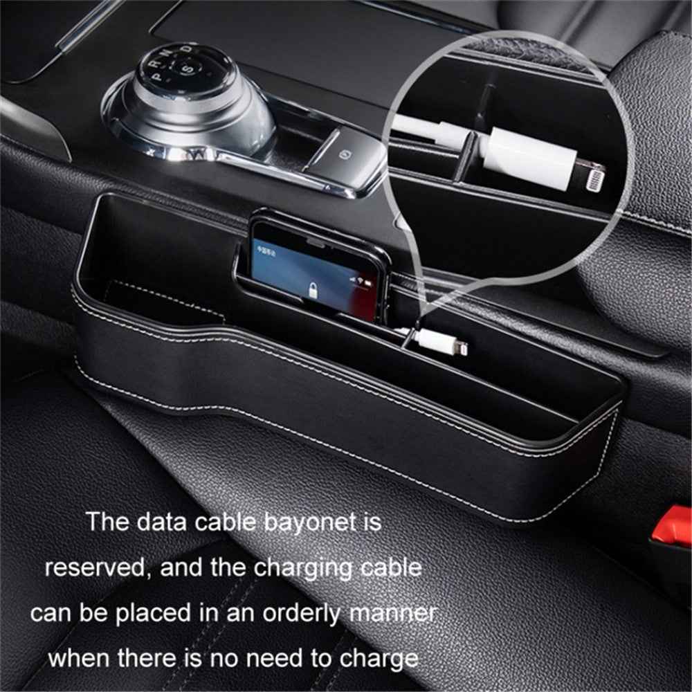 Passenger Side Car Front Seat Seam Storage Box Car Seat Gap Phone Drink Can Organizer - Red / Suede Material