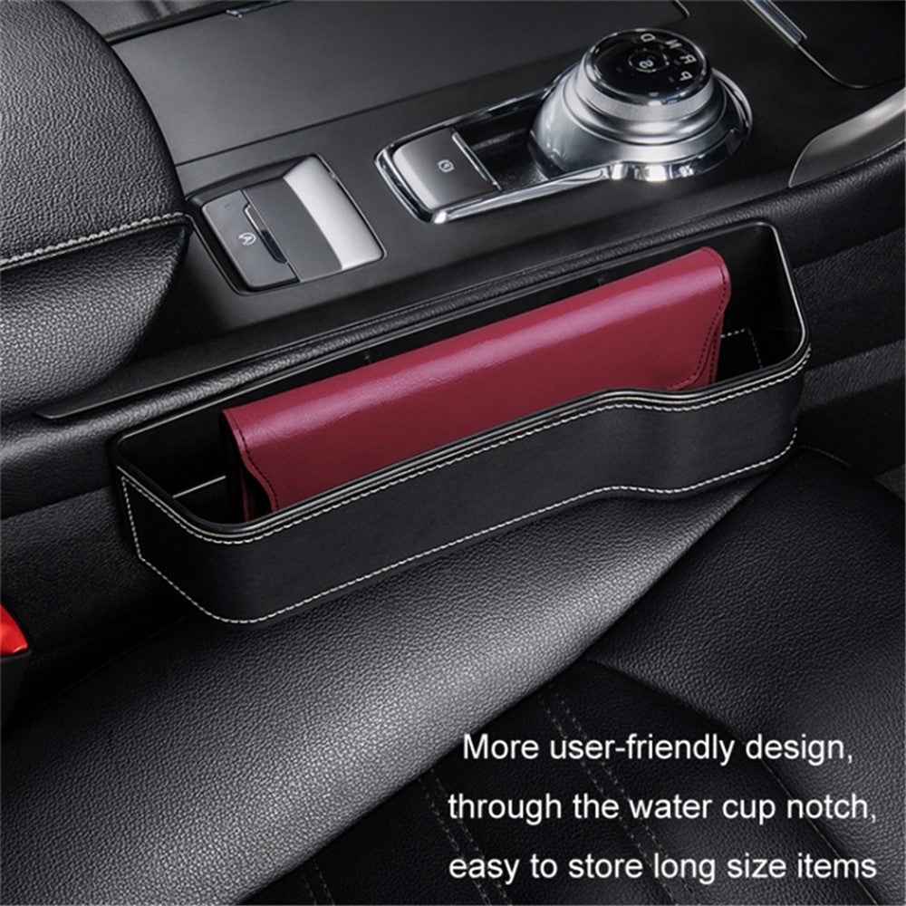 Passenger Side Car Front Seat Seam Storage Box Car Seat Gap Phone Drink Can Organizer - Grey / Suede Material