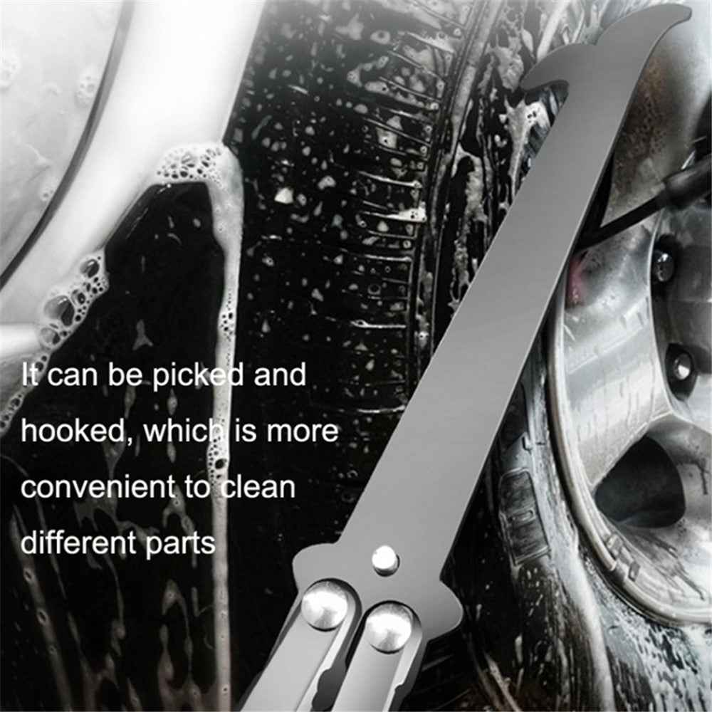 Folding Stone Removal Hook with Safety Hammer Portable Car Tire Cleaning Tool Set - Black