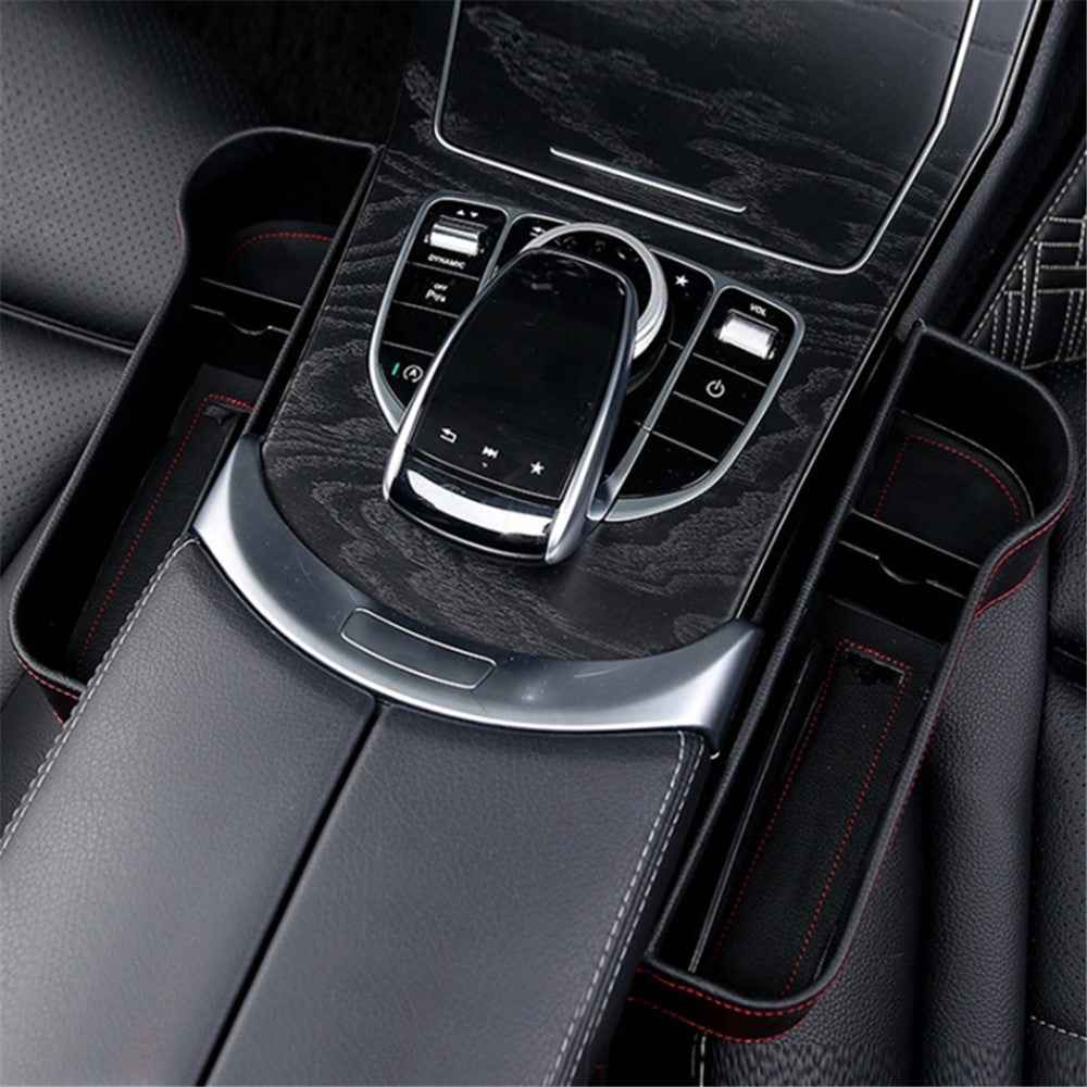 Car Front Seat Seam Storage Box Car Seat Filler Gap Phone Bottle Cup Holder Organizer - Black / Driver Side