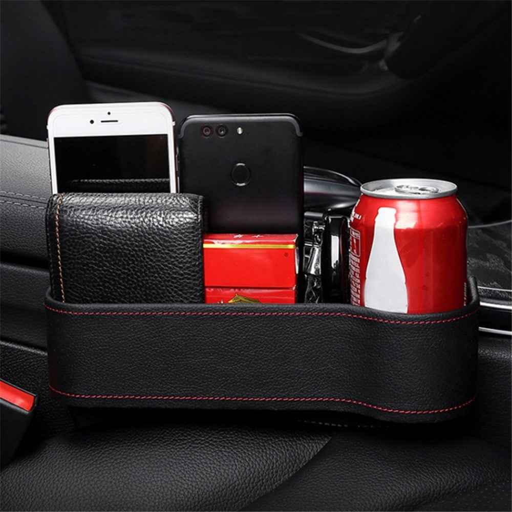 Car Front Seat Seam Storage Box Car Seat Filler Gap Phone Bottle Cup Holder Organizer - Beige / Passenger Side
